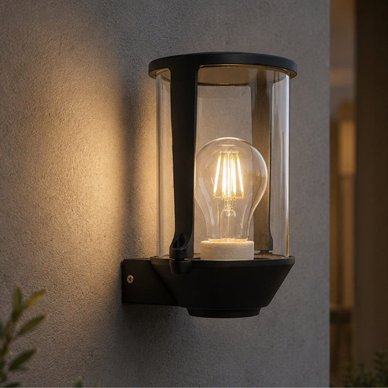Ascot Black And Glass Outdoor Wall Light