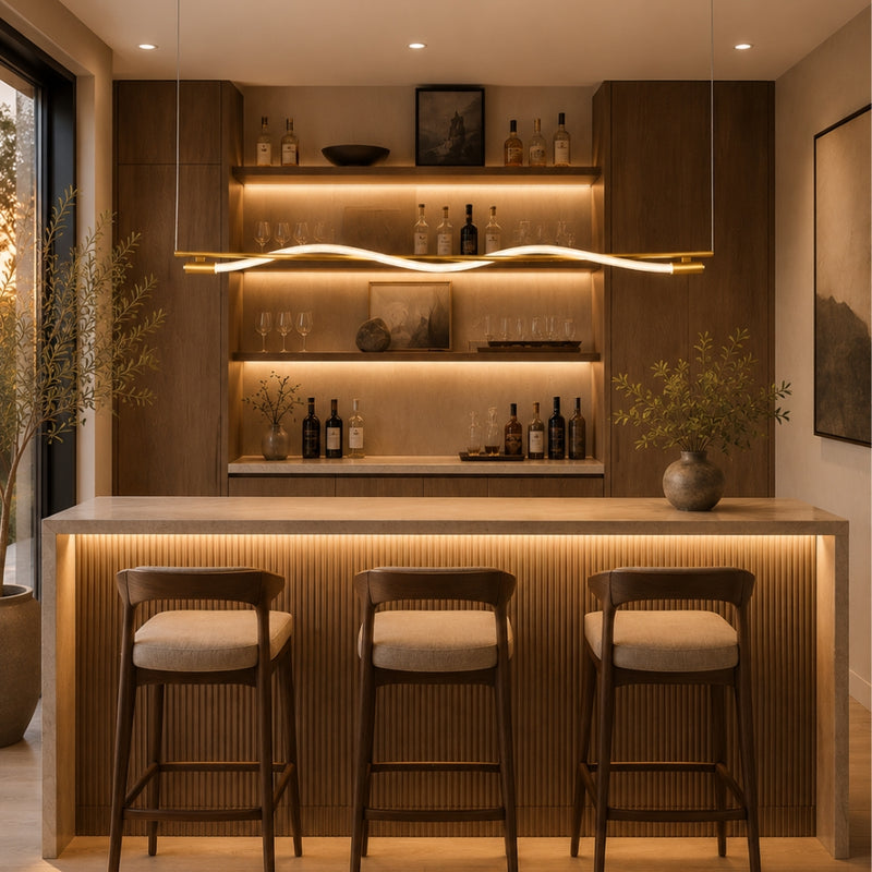 Pulse Gold with White Rope LED Pendant Light 2 Sizes