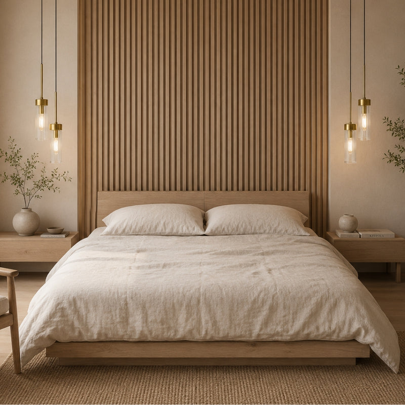 Luxuria Fluted Clear Glass and Brass Look Pendant Light
