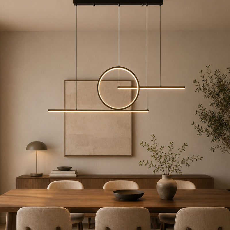 Pendulum Black Or Gold LED Linear Pendant Light