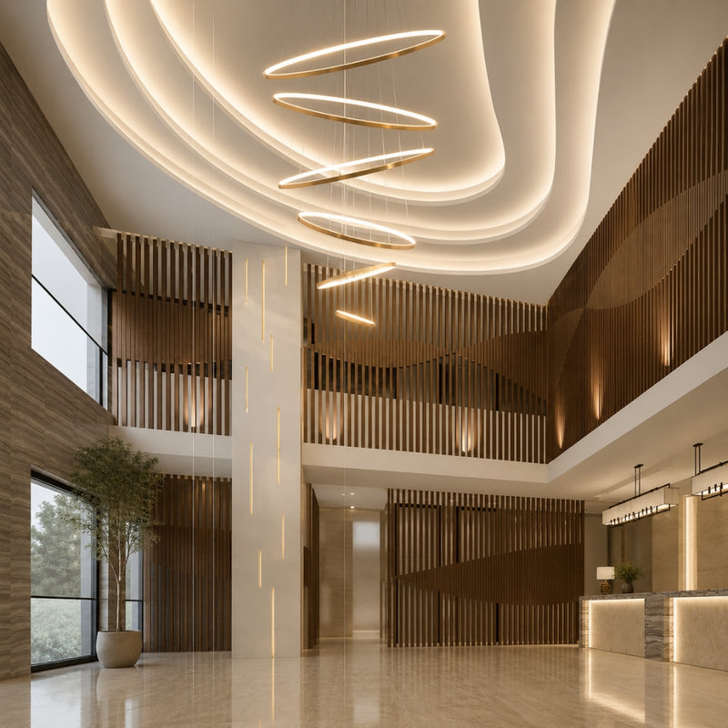 Multiple 4 or 6 Ring Black Or Gold LED Pendant Light