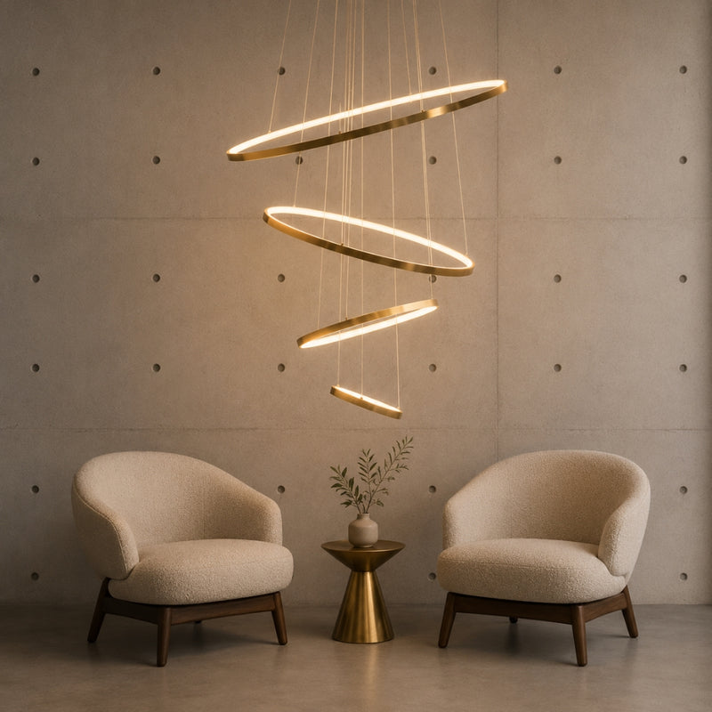 Multiple 4 or 6 Ring Black Or Gold LED Pendant Light