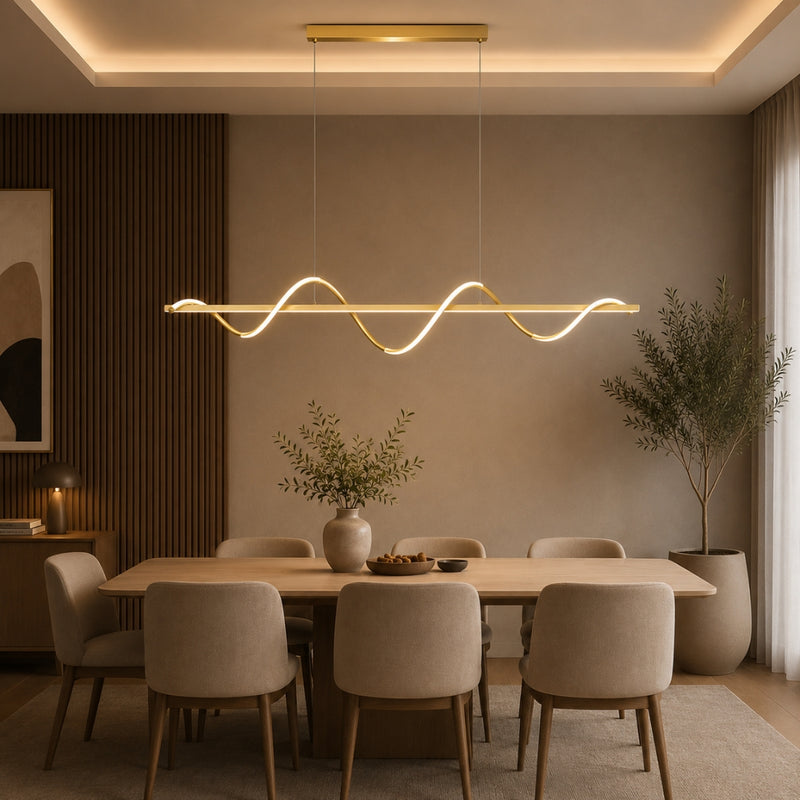 Whisper Black Or Gold LED Linear Pendant Light