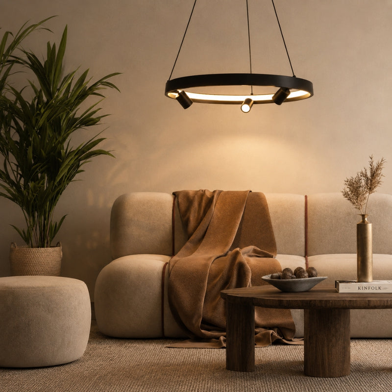 Nice Black or Silver Ring LED Pendant Light 3 Sizes