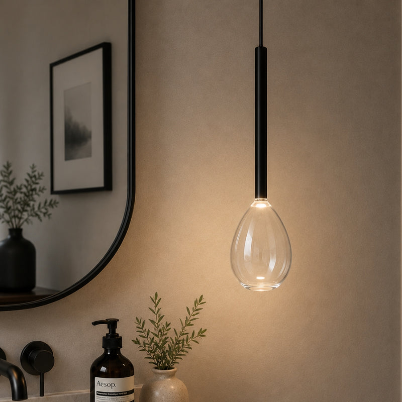 Raindrop Black or White And Clear Glass LED Pendant Light