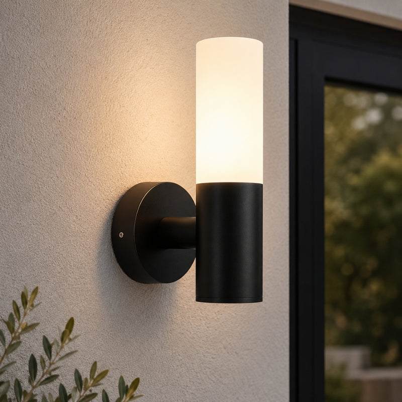 Candle Black And Opal Outdoor Wall Light