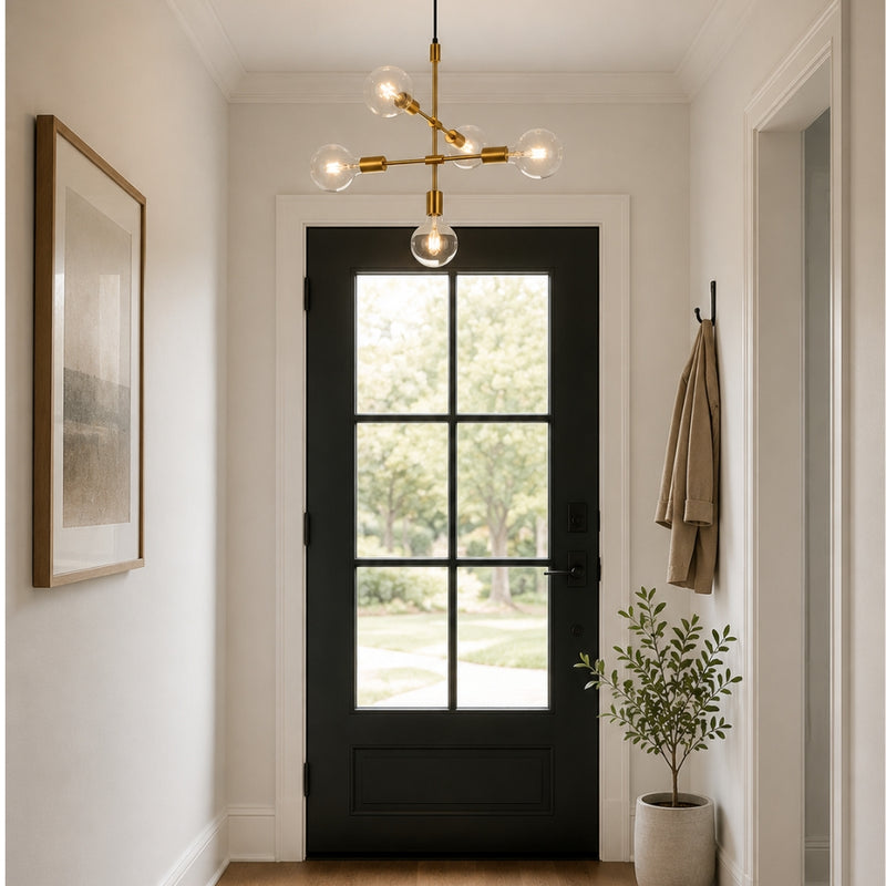 Loft 5 Light Brass Look Multi Pendant Light
