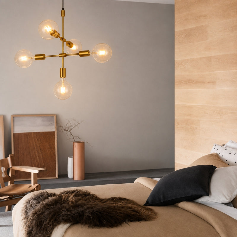 Loft 5 Light Brass Look Multi Pendant Light