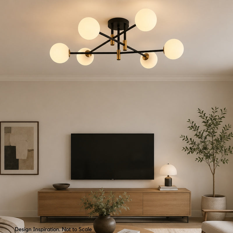Urban 6 Light Black and Brass Look Ceiling Light