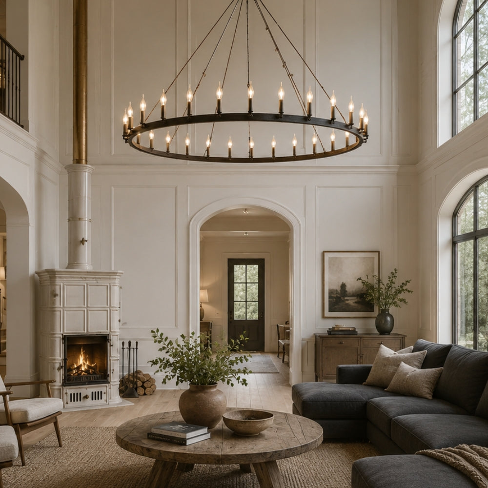 chandelier シェルフ Portland Farmhouse Black 18 or 36 Light Chandelier — Lighting.co.za