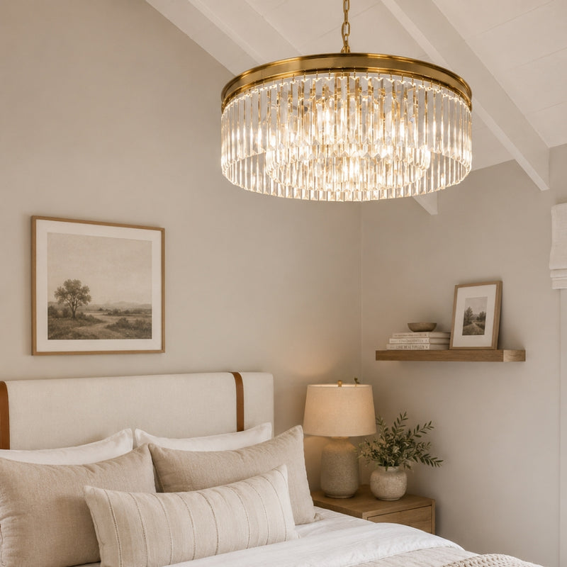 Westhouse Gold Round Clear Crystal Chandelier