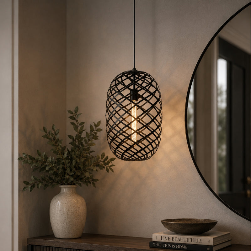 Nest Black | Gold Wire Geo Grid Pendant Light