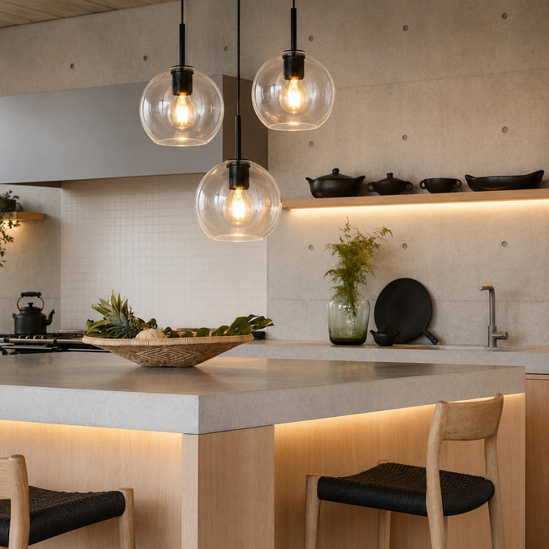 Flow Black | Gold | Chrome Clear Glass Ball Pendant Light