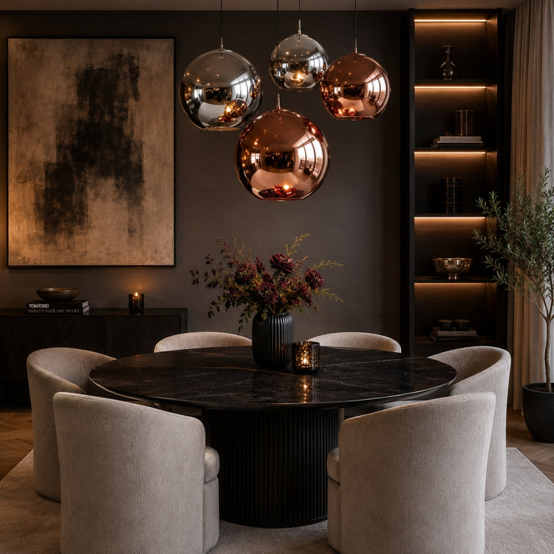 Alba Amber | Smoke | Copper | Chrome Glass Ball Pendant Light 2 Sizes