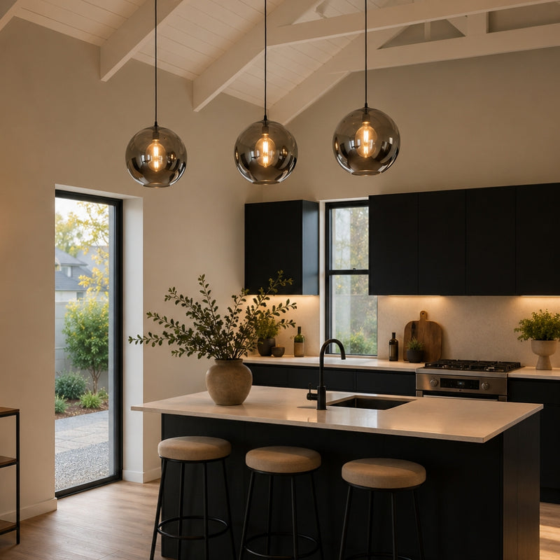 Alba Amber | Smoke | Copper | Chrome Glass Ball Pendant Light 2 Sizes