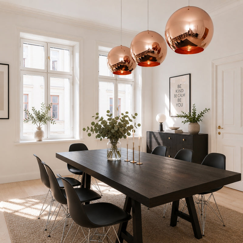 Alba Amber | Smoke | Copper | Chrome Glass Ball Pendant Light 2 Sizes