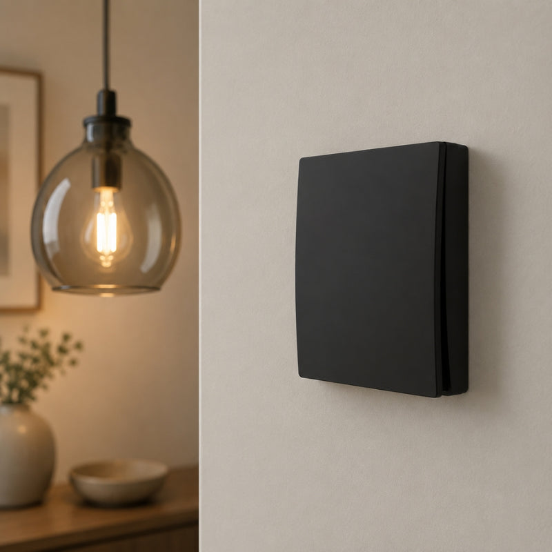 One Lever Black Kinetic Wireless Frameless Switch