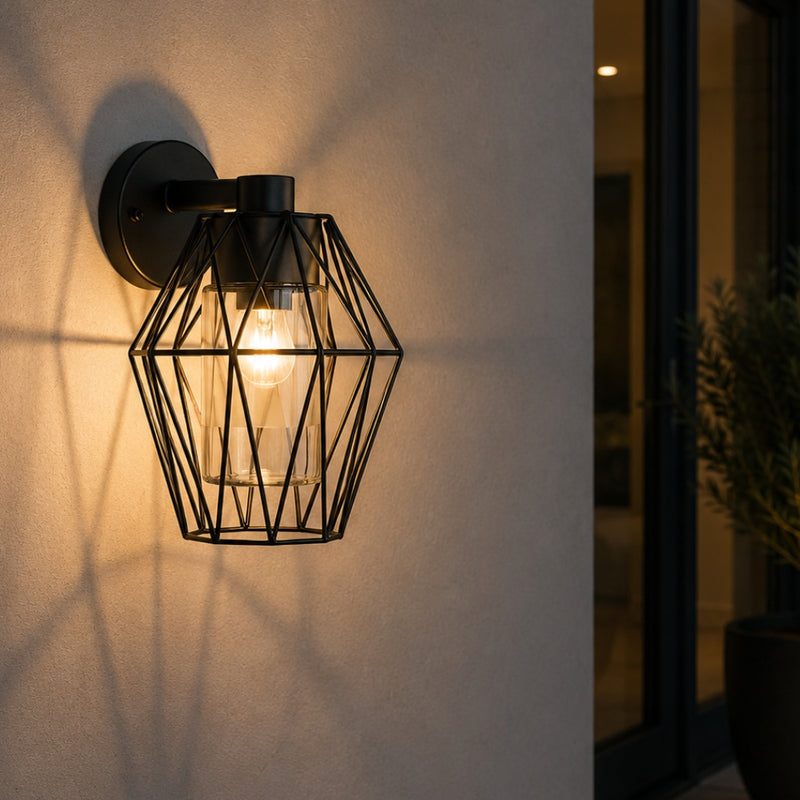 Canove Black Wire Grid Outdoor Wall Light
