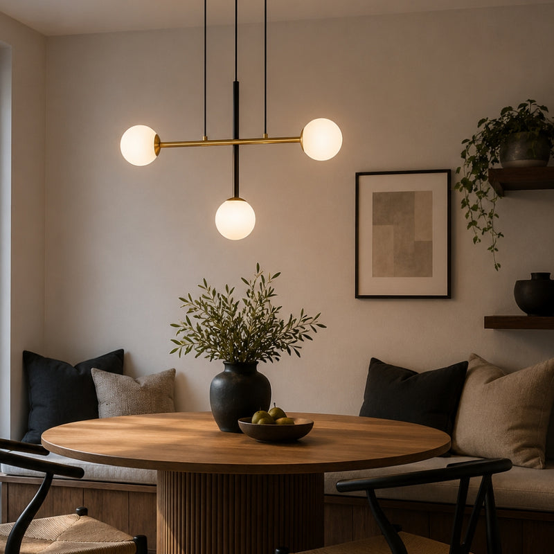 Paz 3 Light Black and Gold Pendant Light