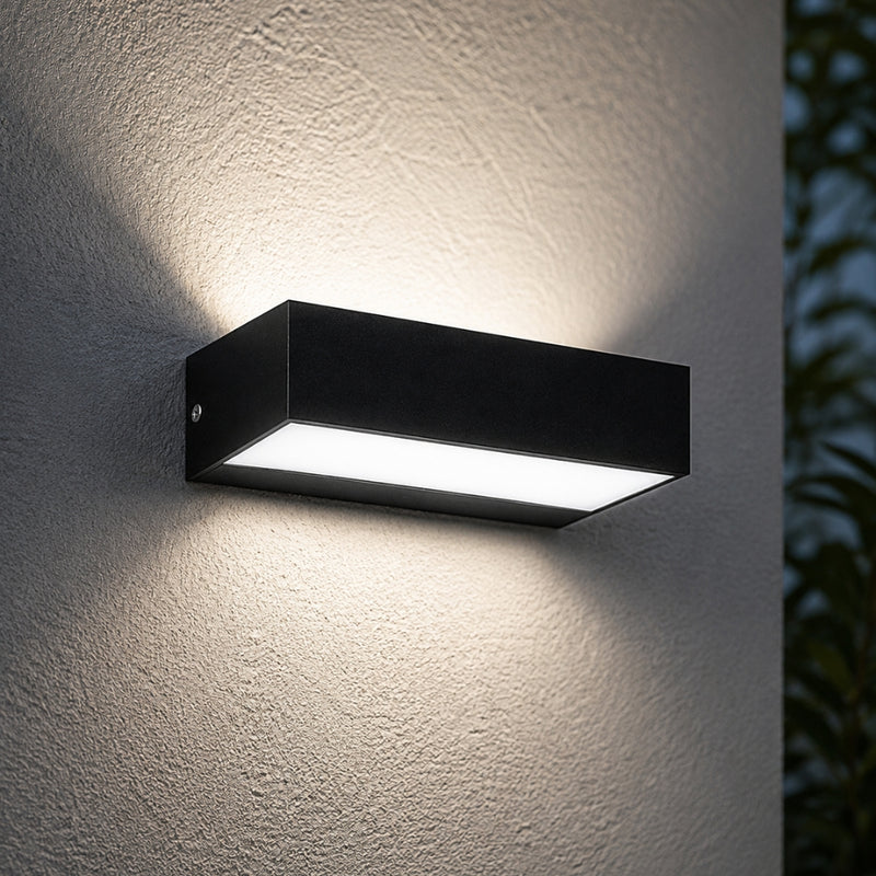 Onyx Black Rectangular Up Down 9W LED Outdoor Wall Light