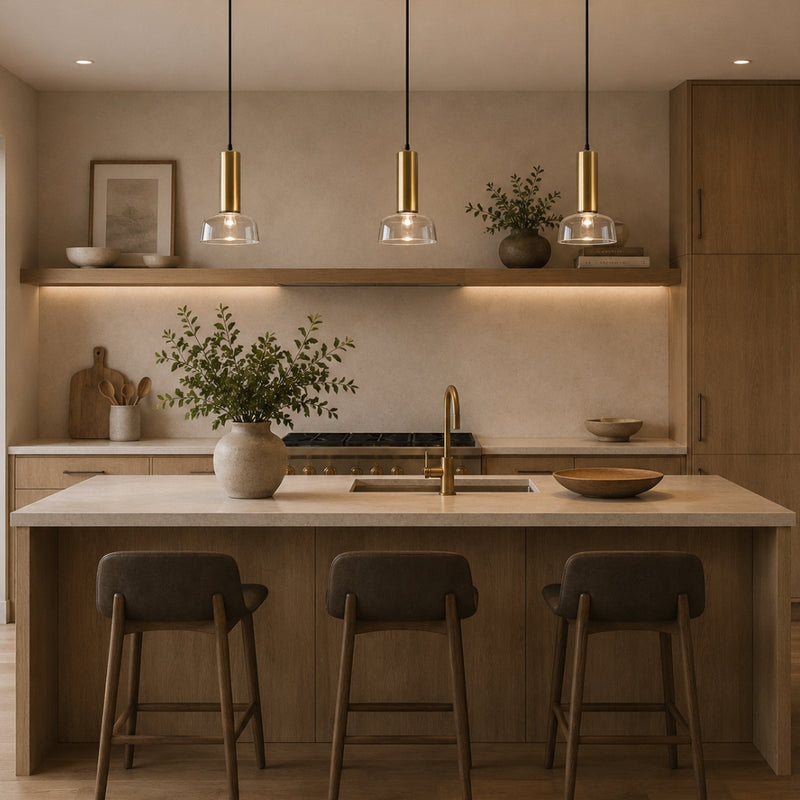 Zen Clear Glass and Gold Pendant Light