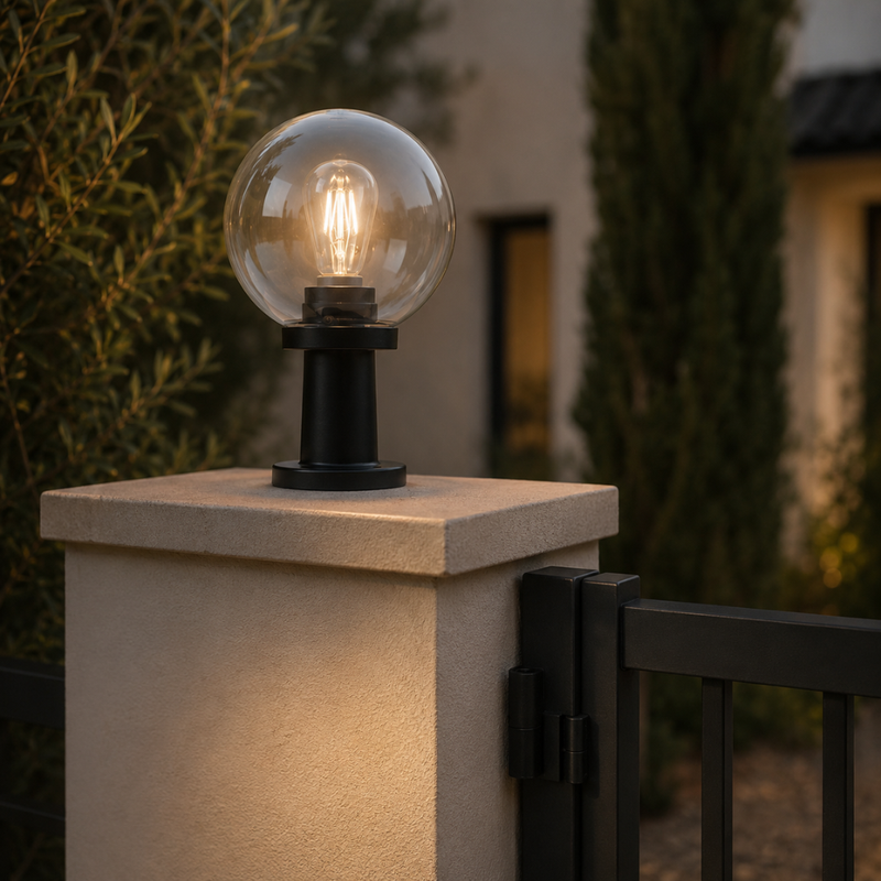 Suria Black and Clear Outdoor Pillar Light