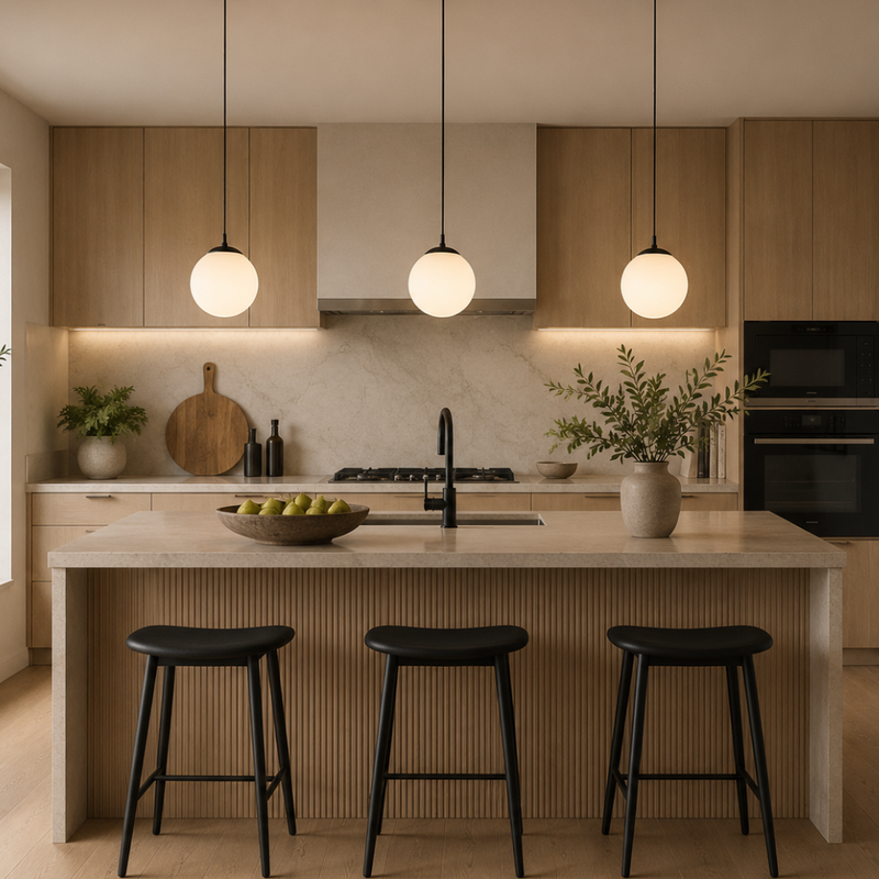 Rondo Black and Opal Round Glass Pendant Light