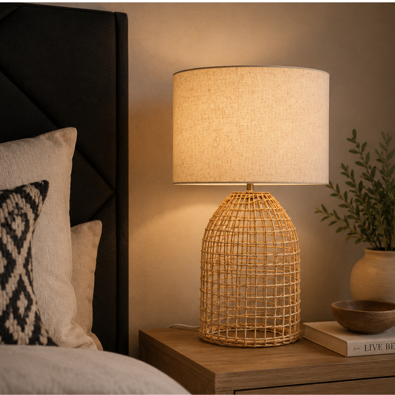 Zanie Natural Woven Rope Table Lamp with Shade