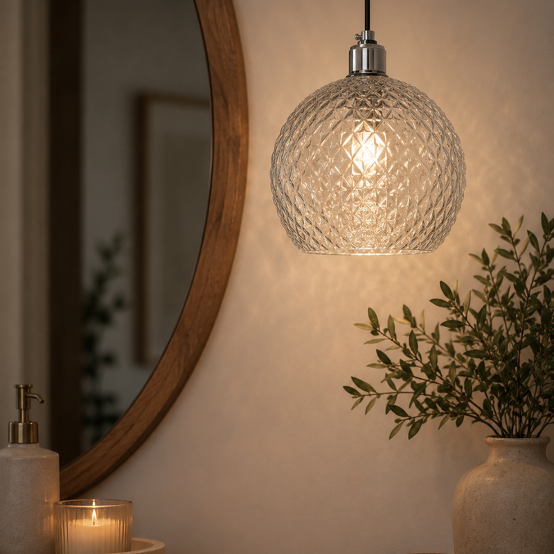 Porto Clear Glass and Chrome Pendant Light