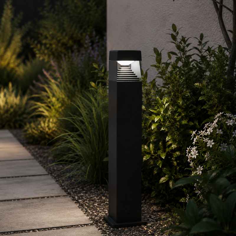 Fumagalli Ester LED Black Outdoor Bollard Light