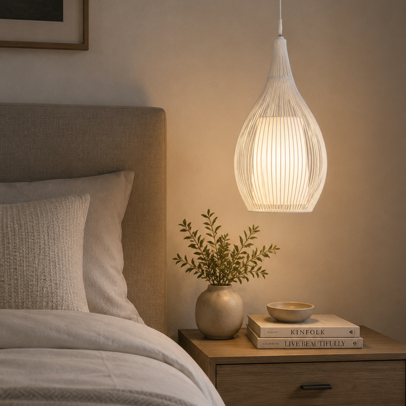 Razoni Black or White Bell Wire Pendant Light