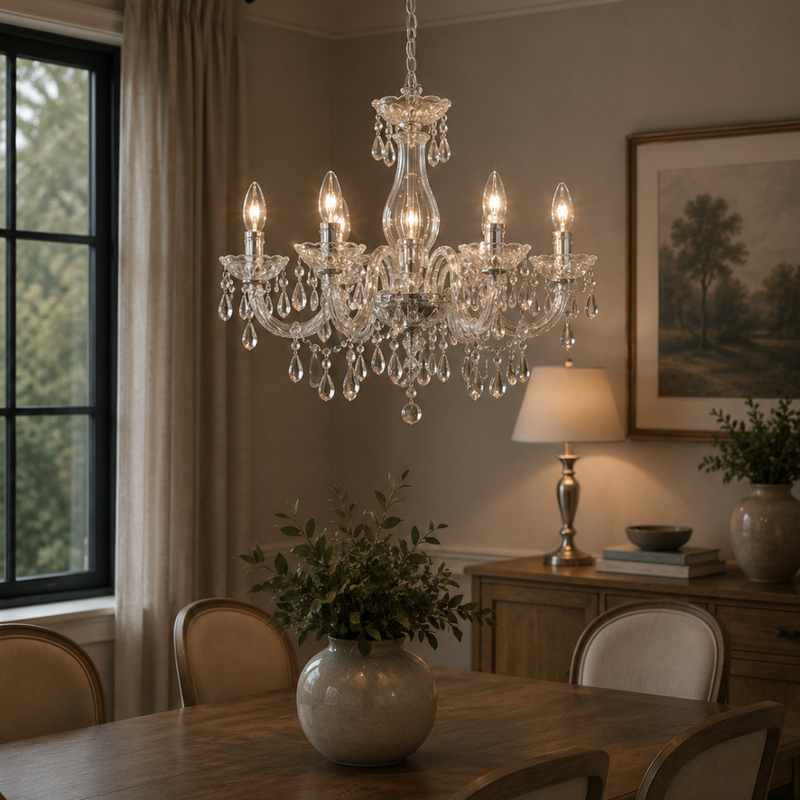 Odile 5 Light Clear Acrylic Chandelier