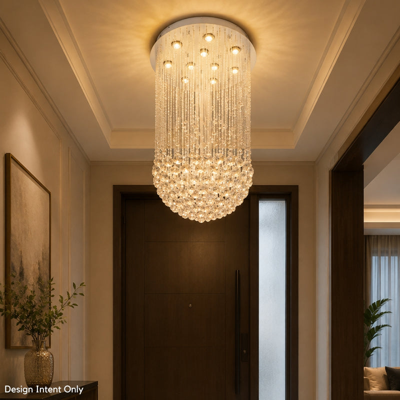 Baroque Drop Chrome and Clear Crystal 10 Light Chandelier