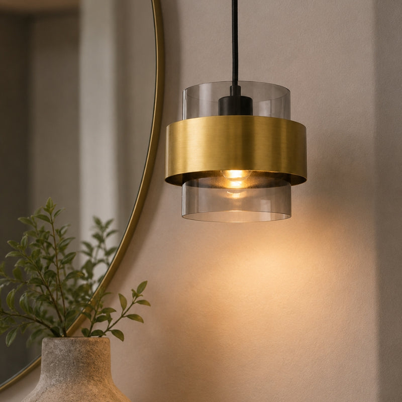 Camden Gold and Smoke Glass Pendant Light