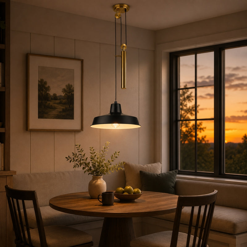 Aura Black Gold Pulley Pendant Light