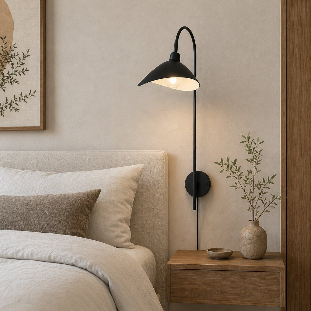 Chedi Black Arm Wall Light with Cord and Plug - Fixed Lights - Lighting.co.za