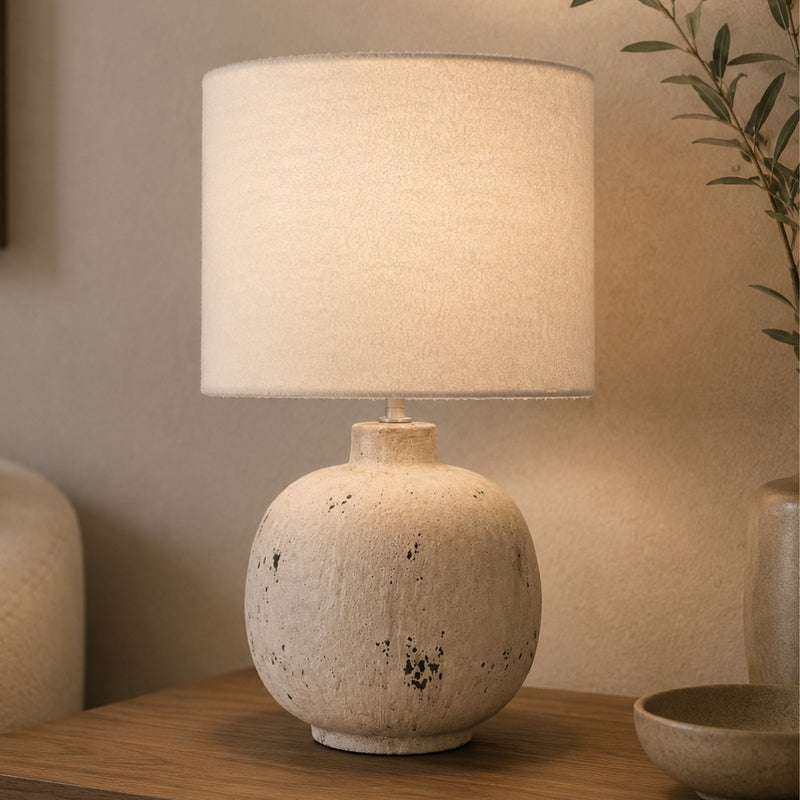 Aleah Stone Ceramic and Fabric Shade Table Lamp