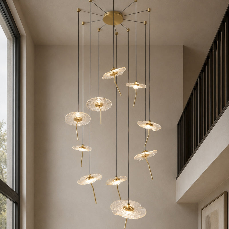 Kenzo 6 | 10 Light Gold And Clear Glass LED Cluster Pendant Light