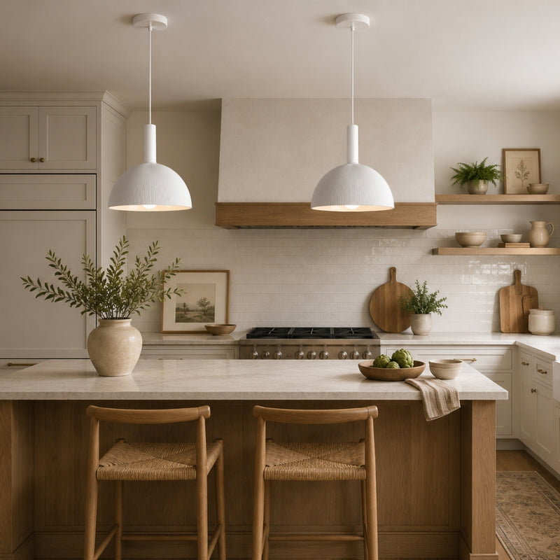Bryn Ribbed White Acrylic Pendant Light
