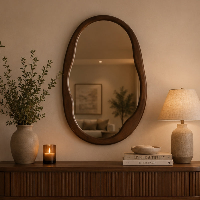 Agatha Irregular Oval Wood Mirror