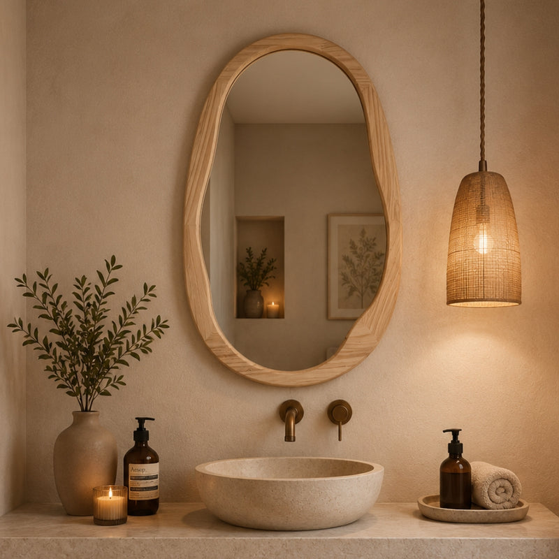 Agatha Irregular Oval Wood Mirror