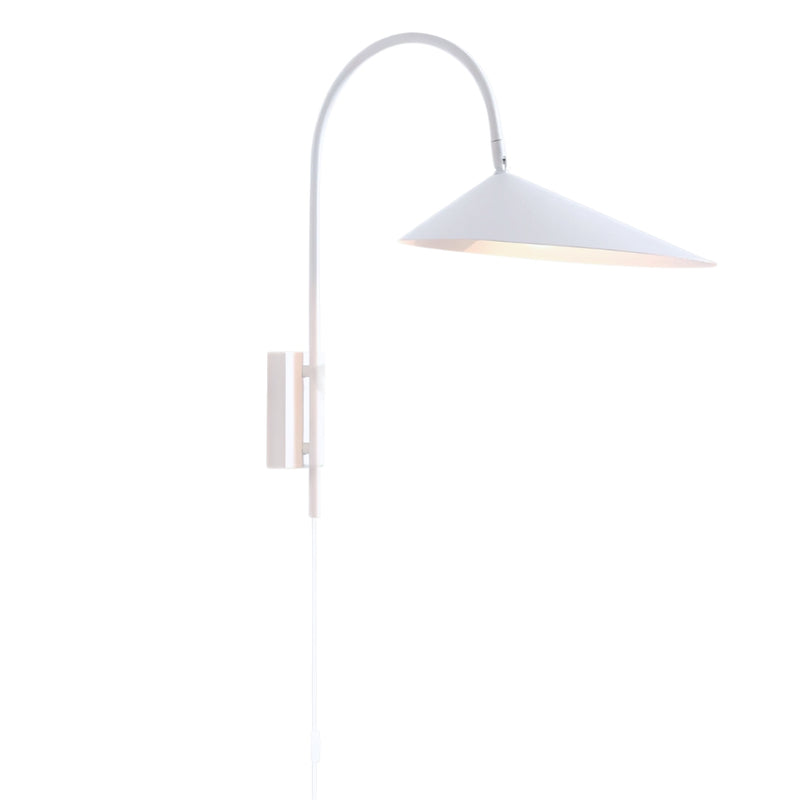 Arum Black | Gold | White Arm Wall Light with Cord and Plug - Lighting.co.za