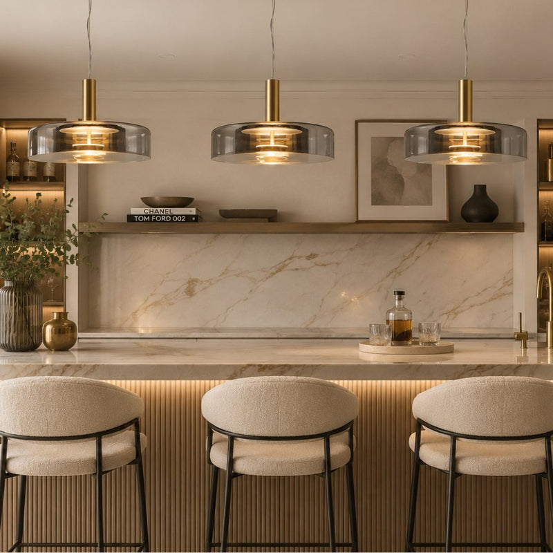 Arlo Smoke or Amber Glass and Gold CCT LED Pendant Light - Pendant Light - Lighting.co.za