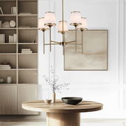 Colette 5 Light Gold and White Glass Shade Chandelier - Lighting.co.za