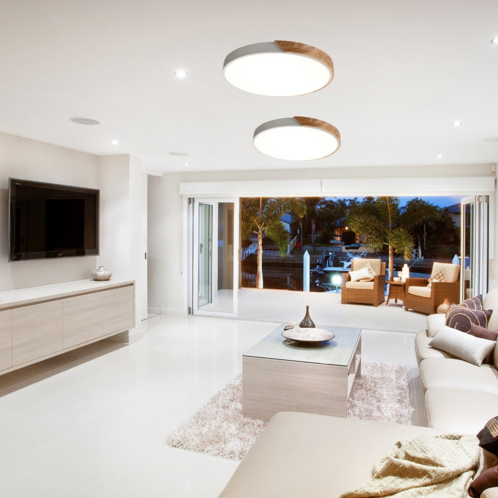 Alton Wood and White | Black | Grey CCT LED Ceiling Light 2 Sizes
