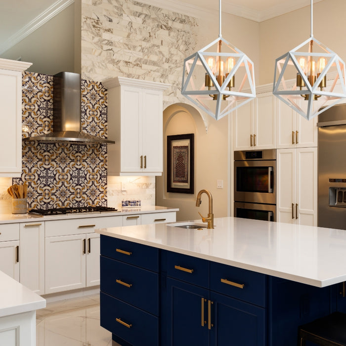 Evelyn White and Gold Pendant Light