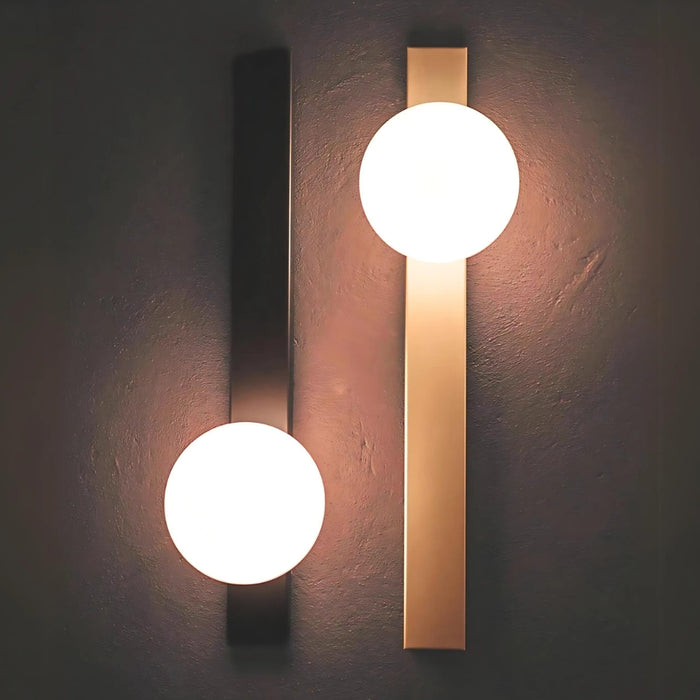 Level Black or Gold and Opal Glass Ball Wall Light