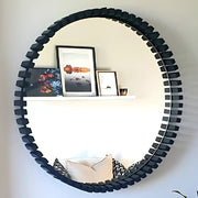 Cog Wood Black Round Mirror 2 Sizes - Lighting.co.za