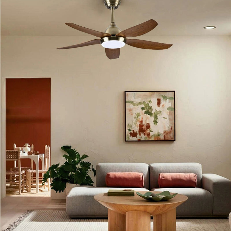 Adore 5 Blade Antique Brass CCT LED Ceiling Fan - Lighting.co.za