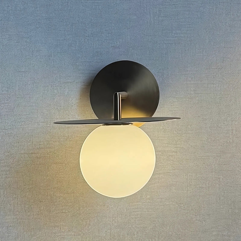 Saturn Gold Disk And White Glass LED Wall Light - Lighting.co.za